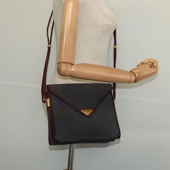 SAINT LAURENT Shoulder Bag Coated Canvas Bordeaux Gold Auth BA4193 - Picture 14 of 16